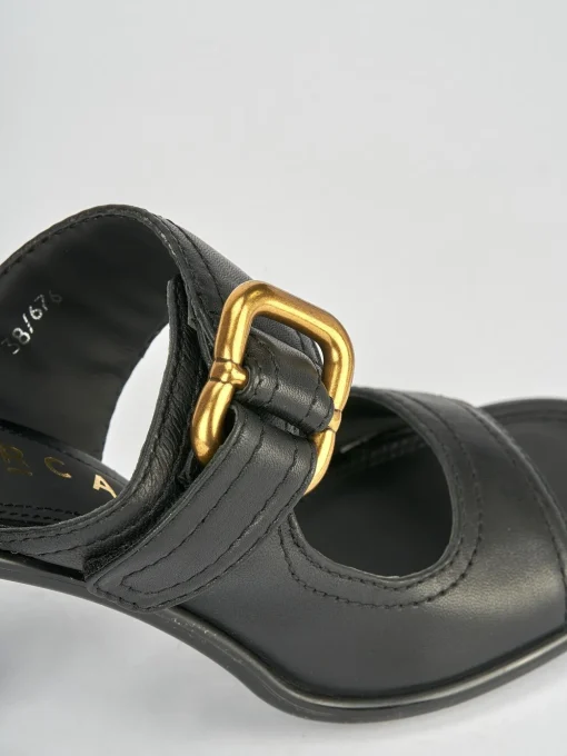 Ciabatte tacco 9cm pelle nero