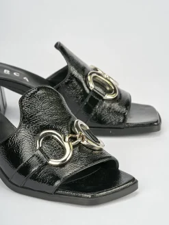 Ciabatte tacco 5cm pelle nero