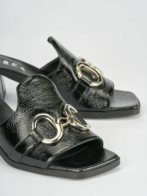 Ciabatte tacco 5cm pelle nero