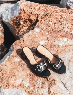 Ciabatte tacco 5cm pelle nero