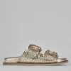 Ciabatte tacco 1cm pelle oro
