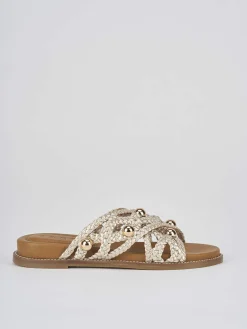 Ciabatte tacco 1cm pelle oro