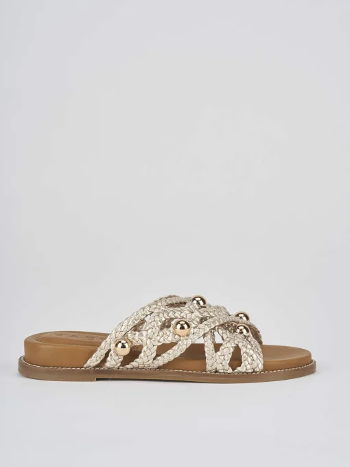 Ciabatte tacco 1cm pelle oro