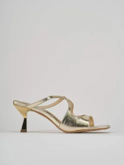 Ciabatte tacco 6cm pelle oro
