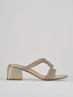 Ciabatte tacco 5cm pelle oro
