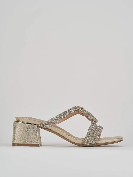 Ciabatte tacco 5cm pelle oro