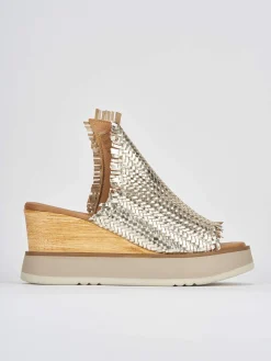 Ciabatte tacco 8cm pelle oro
