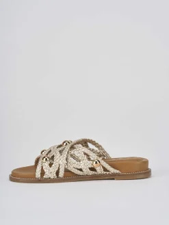 Ciabatte tacco 1cm pelle oro