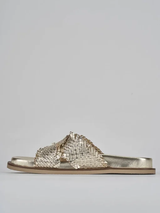 Ciabatte tacco 1cm pelle oro