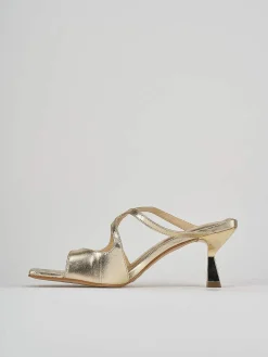 Ciabatte tacco 6cm pelle oro