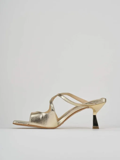 Ciabatte tacco 6cm pelle oro