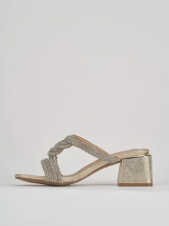 Ciabatte tacco 5cm pelle oro