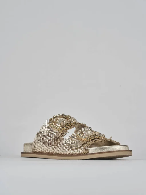 Ciabatte tacco 1cm pelle oro