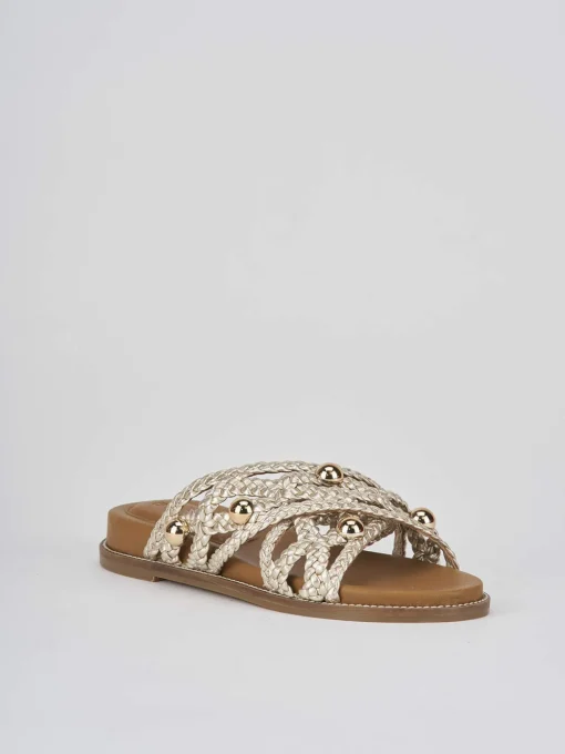 Ciabatte tacco 1cm pelle oro
