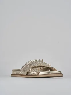 Ciabatte tacco 1cm pelle oro