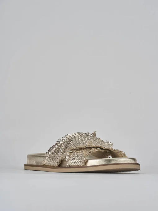 Ciabatte tacco 1cm pelle oro