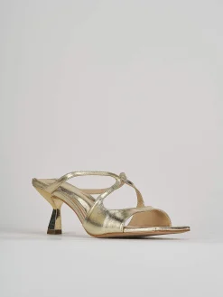 Ciabatte tacco 6cm pelle oro