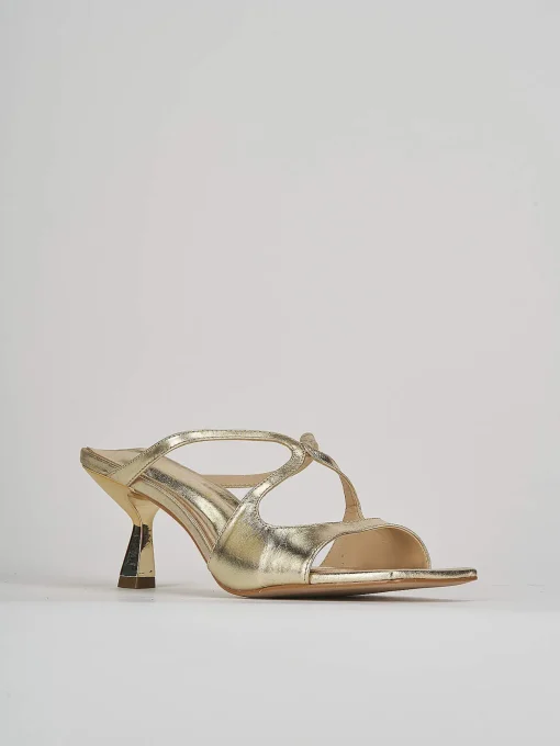 Ciabatte tacco 6cm pelle oro