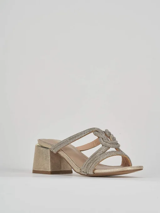 Ciabatte tacco 5cm pelle oro