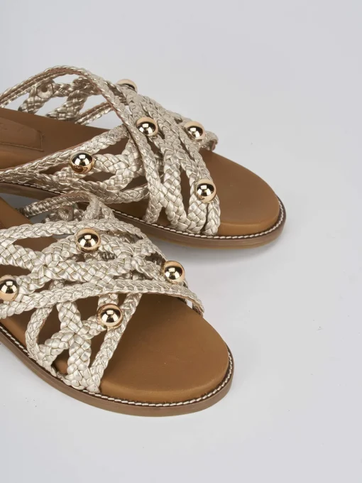 Ciabatte tacco 1cm pelle oro
