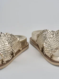 Ciabatte tacco 1cm pelle oro