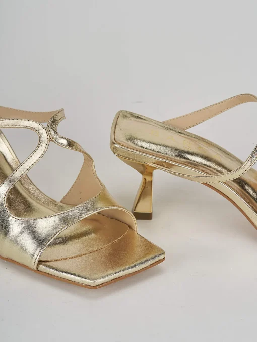 Ciabatte tacco 6cm pelle oro