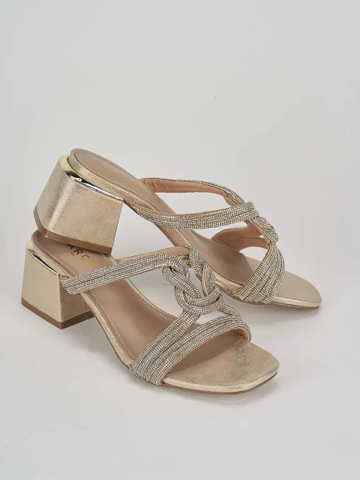 Ciabatte tacco 5cm pelle oro