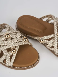 Ciabatte tacco 1cm pelle oro