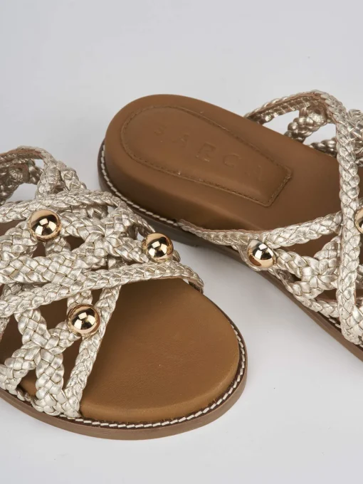 Ciabatte tacco 1cm pelle oro
