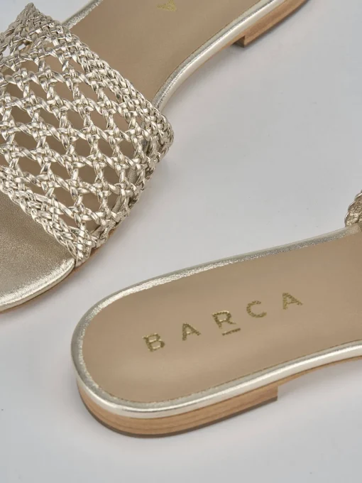 Ciabatte tacco 1cm pelle oro