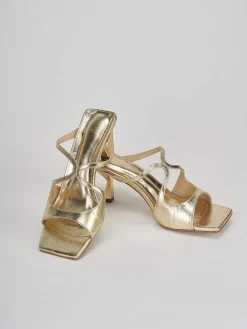 Ciabatte tacco 6cm pelle oro