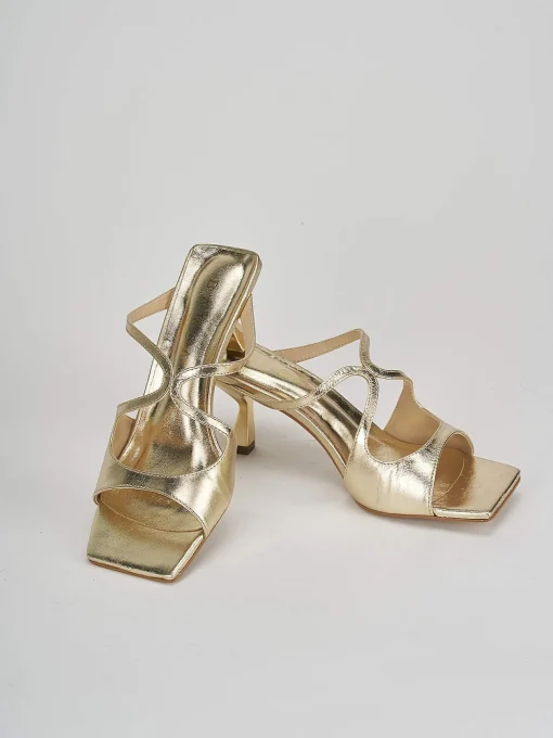 Ciabatte tacco 6cm pelle oro