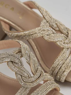Ciabatte tacco 5cm pelle oro