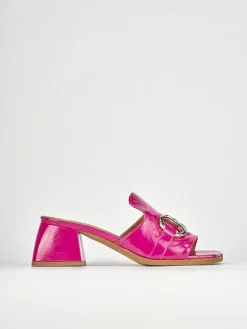 Ciabatte tacco 5cm pelle rosa