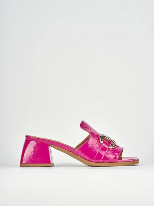 Ciabatte tacco 5cm pelle rosa