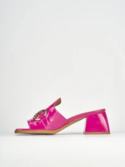 Ciabatte tacco 5cm pelle rosa