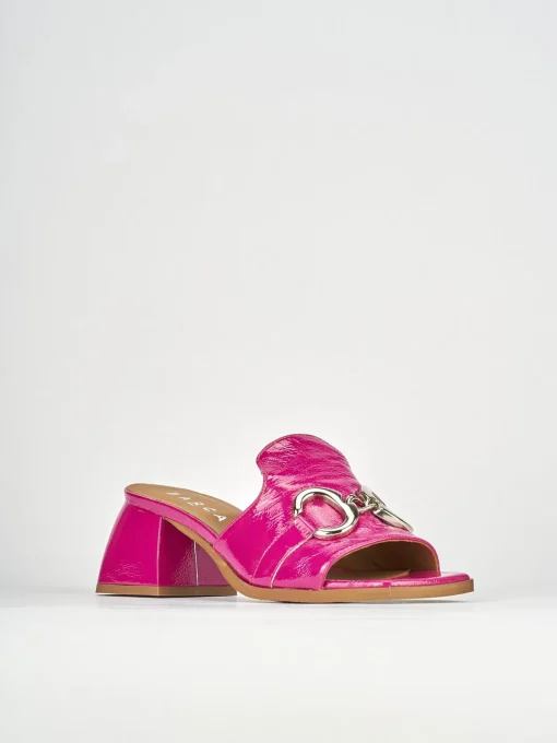 Ciabatte tacco 5cm pelle rosa