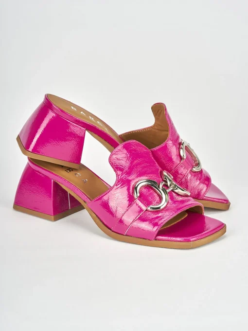 Ciabatte tacco 5cm pelle rosa