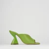 Ciabatte tacco 10cm pelle verde