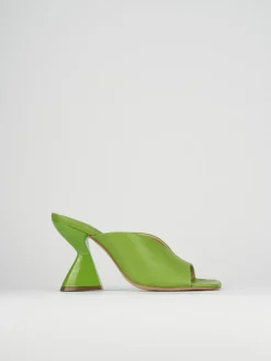 Ciabatte tacco 10cm pelle verde