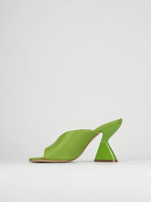 Ciabatte tacco 10cm pelle verde