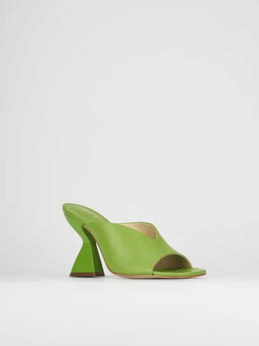 Ciabatte tacco 10cm pelle verde