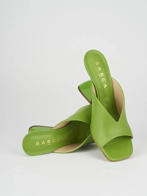 Ciabatte tacco 10cm pelle verde