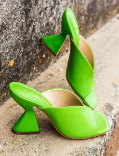 Ciabatte tacco 10cm pelle verde