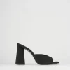 Ciabatte tacco 9cm raso nero