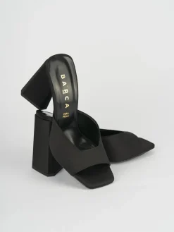 Ciabatte tacco 9cm raso nero