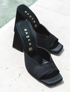 Ciabatte tacco 9cm raso nero