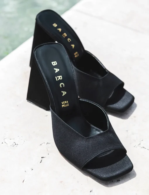 Ciabatte tacco 9cm raso nero