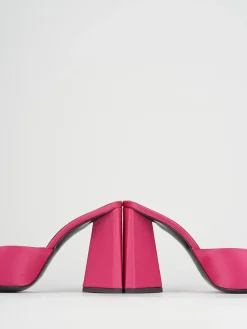 Ciabatte tacco 9cm raso rosa