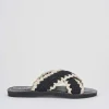 Ciabatte tacco 1cm tessuto beige